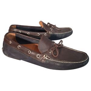 Peter Millar Brown Driver Loafer Moccasin Casual Shoe Mens 9 Brown Blue Leather